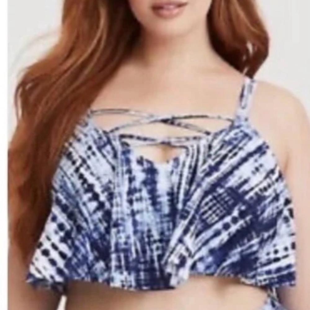 Torrid Blue and White Tie-Dye Bikini